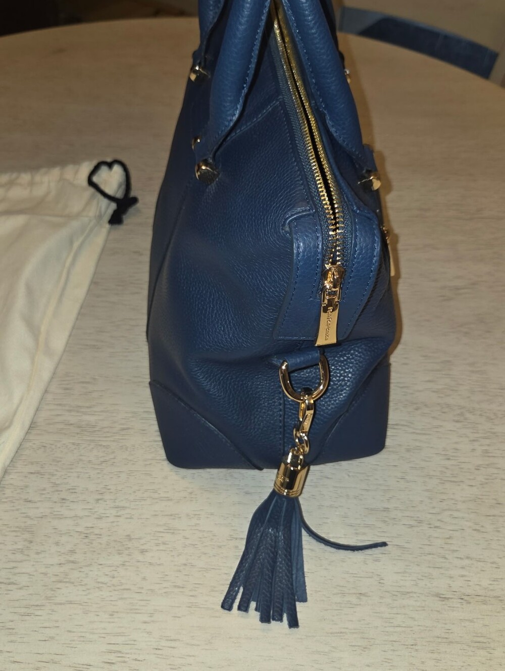 EUC Pom Pom London Greenwich Tote In Moonlight Blue - Picture 8 of 11